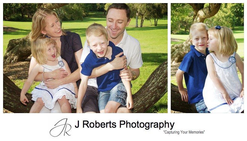 Laughing family of four portrait - family portrait photography sydney